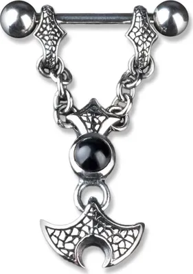 Produktbild von KoolKatana Brustpiercing Nippel Schild Barbell mit Anhänger Chirurgenstahl 316 L teilweise geschwärzt Z166.D1