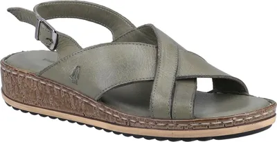 Immagine prodotto di Hush Puppies Sandalo donna Elena con zeppa in pelle FS7058 (36 EU) (Olive)