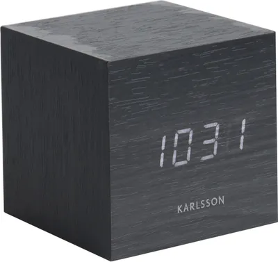 Image de Karlsson Réveil Mini Cube bois noir cube