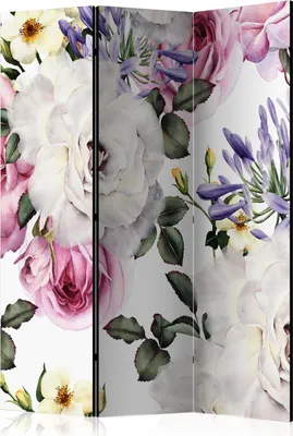 Produktbild von 3-teiliger Doppelseitiger Vlies Paravent - Floral Glade 135x172 cm Blumen b-B-0388-z-b