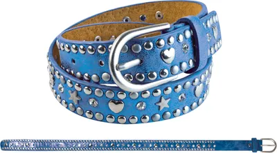 Produktbild von Gürtel Nieten Herz & Stern blau 75 cm - bb-Klostermann 22540 - Kindergürtel