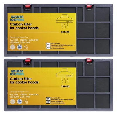 Immagine prodotto di Filtri a carbone attivo per cappa aspirante, set da 2, dimensioni 43,5x21,5x2,5 cm. Compatibili con AEG, Bosch, Siemens, Neff