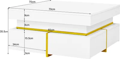 Image de OKWISH Table Basse 70 x 35,5 x 70 cm - Design Haut Brillant - Blanc