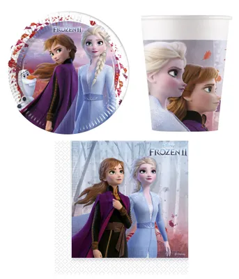 Produktbild von 36-teiliges Frozen 2 Party-Set inkl. Pappteller, Pappbecher und Papierservietten