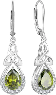 Produktbild von 925 Sterling Silber Keltischer Knoten Ohrringe mit Peridot Birthstone
