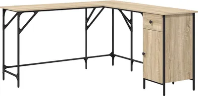 Produktbild von vidaXL Schreibtisch Sonoma-Eiche 141x141x75 cm Holzwerkstoff