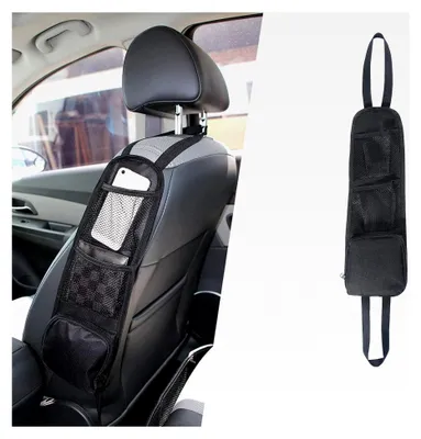 Produktbild von Auto Organizer, Seitenorganisator für Autositz, Faltbare Aufbewahrungstasche mit Netztaschen, Multifunktionale Aufhängetasche für LKW, Van, SUV, Schwarz