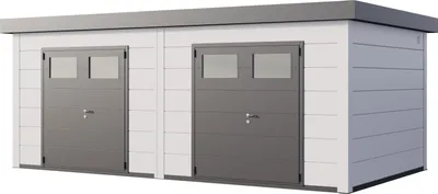 Produktbild von Telluria Metallgerätehaus Duo 3336+ Zweiraum-Gartenhaus weiß/weiß