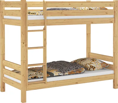 Produktbild von Teilbares Etagenbett Massivholz Kiefer 90x200 Hohes Bett Stockbett Zubehör wählbar V-60.11-09Ni100Rollrost und Matratze inkl.
