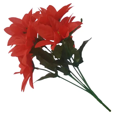 Künstliche Weihnachtssterne, 3 Stk., rot, 7 Blüten/Strauß
