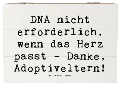 Produktbild von Mr. & Mrs. Panda Holzbox Spruch Liebe Adoptiveltern 22 x 15 cm - Weiß - Geschenk, Familie, geschenkkiste, besondere Momente, Bindung, Holztruhe, Elternschaft, fotokiste