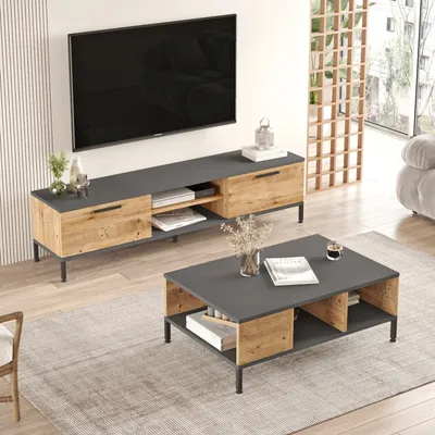 Produktbild von Skye Decor, Rl5-Aa, Wohnzimmermöbel-Set, Atlantische Kiefer, 100 % MELAMINBESCHICHTETE SPANPLATTEN, 160 x 35 x 39,1 cm