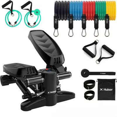 Produktbild von Hulser 2-in-1 Stepper mit Display - Ganzkörpertrainer mit Anpassbarem Widerstandssystem & Mit 12-teiligem Widerstandsband-Set - Widerstandsbändern