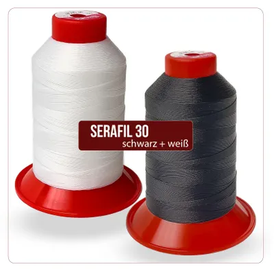 Produktbild von AMANN Serafil 30 Nähgarn 900m Polyester reißfest Schwarz & Weiß