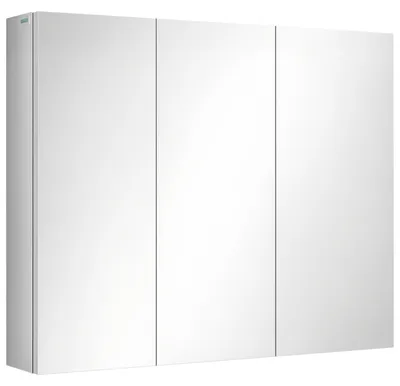 Productafbeelding van Spiegelkast, badkamerkast, 3 spiegeldeuren, 5 binnenplanken, roestvrij staal, kleur: zilver, 70 x 12 x 55 cm