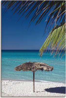 Produktbild von ARTland Leinwandbild Sonnenschirm am Strand Größe: 40x60 cm