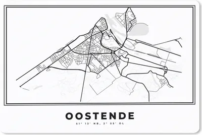 Produktbild von MuchoWow® Mauspad Mousepad Karte - Ostende - Belgien - Schwarz und weiß - Stadtplan 27x18 cm - Mousepads - Maus Mat - Pad - Mausunterlage - Büroartikel - Desk Matten