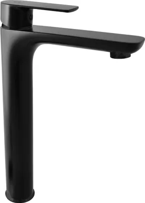 A black faucet on a white background.