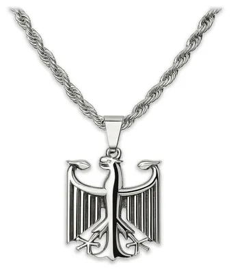 Produktbild von Edelstahl Halskette mit Bundesadler Anhänger, Länge  - silber 55 cm - Kordelkette