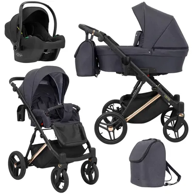 Produktbild von Kunert Lazzio Premium 3-in-1 Kombikinderwagen Anthrazit mit Babyschale
