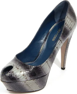 Produktbild von H3212 decollete donna SERGIO ROSSI BLUNT HEEL woman leather shoes grey/black