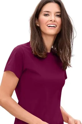 Produktbild von Einfaches Damen-T-Shirt, 100% Baumwolle, unbedruckt, einfarbig, 160g/m2, Farbe fuchsie, Größe XL