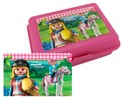 Produktbild von PLAYMOBIL Country Brotdose für Mädchen Pferde Lunchbox Butterbrotdose mit Trennwand Pink