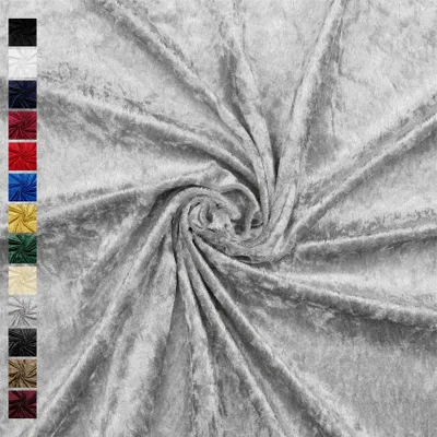 Produktbild von Pannesamt Meterware 140 cm breit – Stoff für Bekleidung, Kostüm & Deko, Uni Glänzend, 0,5 m Schritte, 13 Farben, Karneval & Weihnachten 025 Silber