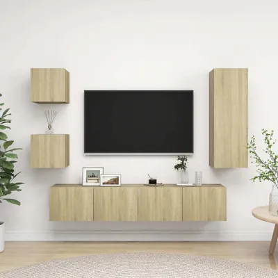 Produktbild von "2024"cloris 5-tlg. TV-Schrank-Sets Sonoma-Eiche Holzwerkstoff - TV-Schränke CHY14552628