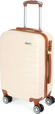 Immagine prodotto di BRUBAKER valigia a mano Paris - trolley da viaggio con chiusura a combinazione e 4 ruote - 37 x 56 x 22 cm - valigia con ruote, M, bianco crema e marrone chiaro