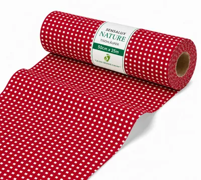 Zdjęcie produktu dla Bieżnik Sensalux NATURE - 0,5 m x 25 m kratka, biało-czerwony