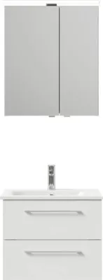 Produktbild von Pelipal Badmöbel-Set Sunline 121 BxHxT 61 x 200 x 46 cm Frontfarbe weiß hochglanz mit Mineralguss-Waschtisch, Waschtisch