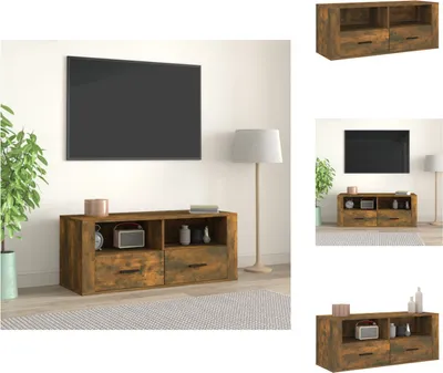 Image de vidaXL Armoire TV chêne fumé 100x35x40 cm Bois composite - Meuble TV