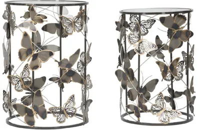 Zdjęcie produktu dla FURNLUX Stolik kawowy Farfalle Czarny 42cm (2 szt.) / Kolor główny: Czarny / Wymiary: 42 x 55 x 42 cm