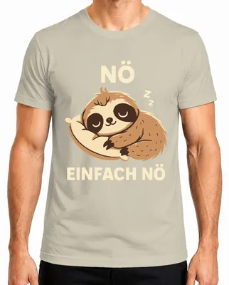 Produktbild von Faultier Schlafend NÖ EINFACH NÖ Süß Faul Geschenk Lustig Kinder Herren T-Shirt, Natur, S
