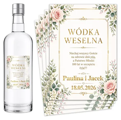 Produktbild von Flaschenetiketten Hochzeit Wodka Wein + Namen + Datum