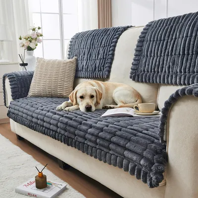 Imagen del producto de Tapizado en tela tipo bouclé, color gris oscuro, 70x150 cm, lavable, para 2-4 plazas