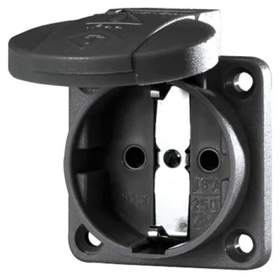 Productafbeelding van Mennekes 16A2P+E 230V zwart, artikelnummer 11032: Schuko-wandcontactdoos voor bouwstroomverdeelers