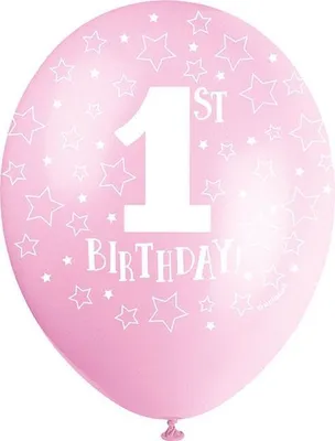 Produktbild von 5 Luftballons 1. Geburtstag rosa