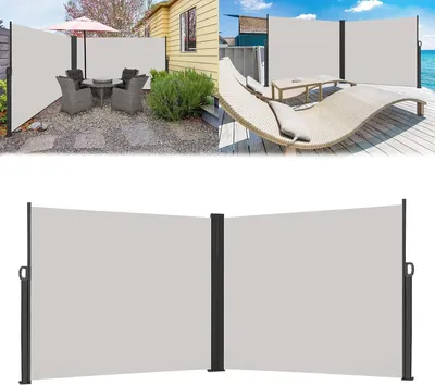 Zdjęcie produktu dla Osłona boczna - markiza boczna - roleta boczna - osłona przeciwsłoneczna - osłona przeciwwiatrowa - rozkładana, wymiary 180x600 cm