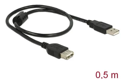 Produktbild von Delock Verlängerungskabel USB 2.0 Typ-A Stecker>USB 2.0 Typ-A Buchse 0,5 m