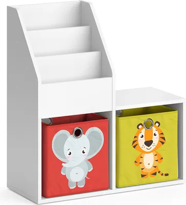Produktbild von Kinderregal Vicco Luigi Weiß 30.9 x 79 cm Mini, mit 2 Faltboxen opt.2, Model 36221