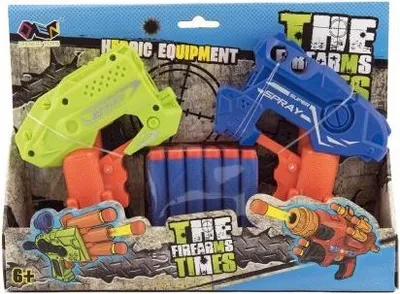 Produktbild von Schaumstoffpistole Set 2 Blaster mit 12 Pfeilen Softdart Waffe Spielzeug für Kinder