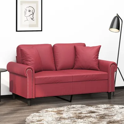 Produktbild von CLORIS 2-Sitzer-Sofa mit Zierkissen Weinrot 120 cm Kunstleder - Ecksofas LL0000257368