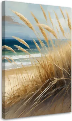 Produktbild von Leinwandbild Strand Sanddünen Meer Natur 40x60 Feeby Beige bild für die wand bereit zum aufhängen