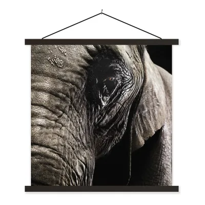 Produktbild von MuchoWow® Textilposter Elefant - Tiere - Nahaufnahme - Schwarz 40x40 cm mit schwarzem Rahmen - Fotos