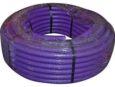 Imagen del producto de Tubo corrugado con cable morado, diámetro 20 mm, rollo de 100 metros