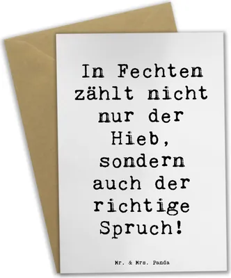 Produktbild von Mr. & Mrs. Panda Grußkarte Spruch Fechten Spruch - Weiß - Geschenk, weihnachtskarten, Sportler, Sport, osterkarten, Sportart, osterkarte, vatertagskarte, Duell, Eleganz