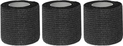 Produktbild von 3er Pack Kohäsive Flexbandagen schwarz – Elastische, atmungsaktive Fixierung 50mm