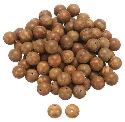 Natursteinkugeln 10 mm, 100 Stück, Holzgelb, rund, glatt